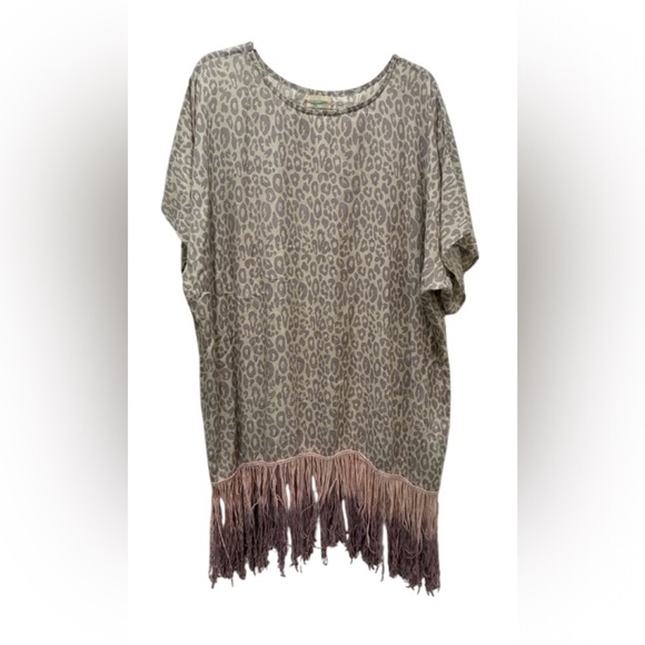 Zleurope Leopard Print Fringe Coverup - Picture 1 of 8